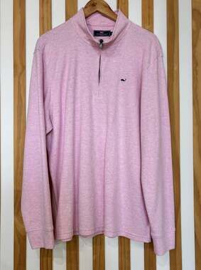 Vineyard Vines Saltwater Quarter Zip Mens XL Pink Pullover Outdoor Golf
